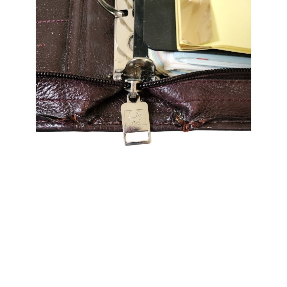 Vintage Franklin Day Timer Genuine Leather 7-Ring Classic Planner Zipper Closure - Picture 7 of 10